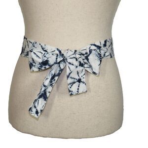 Women's Navy And White Tie Dye Woven Tie Belt Size Small